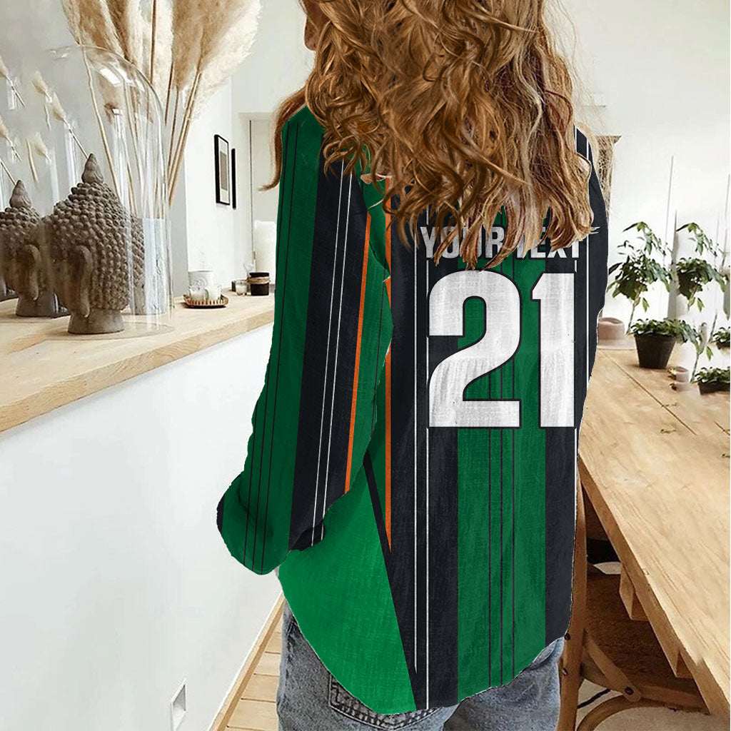 2026 Autumn Rugby Nations Ireland Custom Women Casual Shirt Shamrock Gold Green Stripes Style