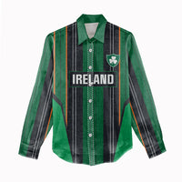 2026 Autumn Rugby Nations Ireland Custom Women Casual Shirt Shamrock Gold Green Stripes Style