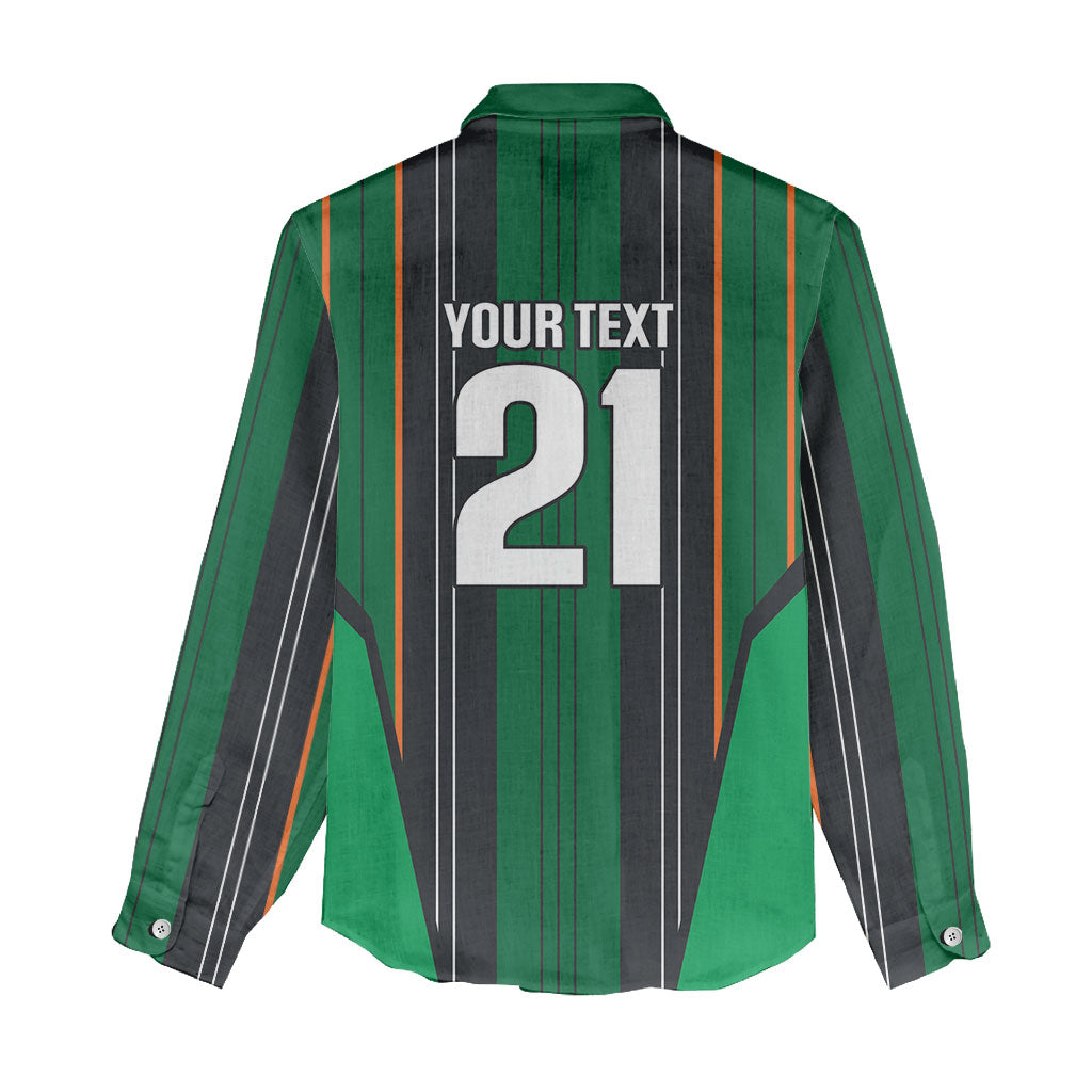 2026 Autumn Rugby Nations Ireland Custom Women Casual Shirt Shamrock Gold Green Stripes Style