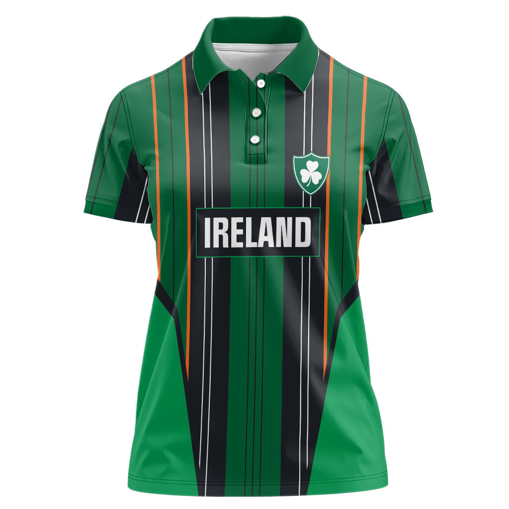 2026 Autumn Rugby Nations Ireland Custom Women Polo Shirt Shamrock Gold Green Stripes Style