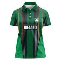 2026 Autumn Rugby Nations Ireland Custom Women Polo Shirt Shamrock Gold Green Stripes Style
