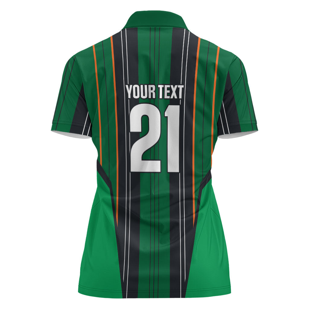 2026 Autumn Rugby Nations Ireland Custom Women Polo Shirt Shamrock Gold Green Stripes Style