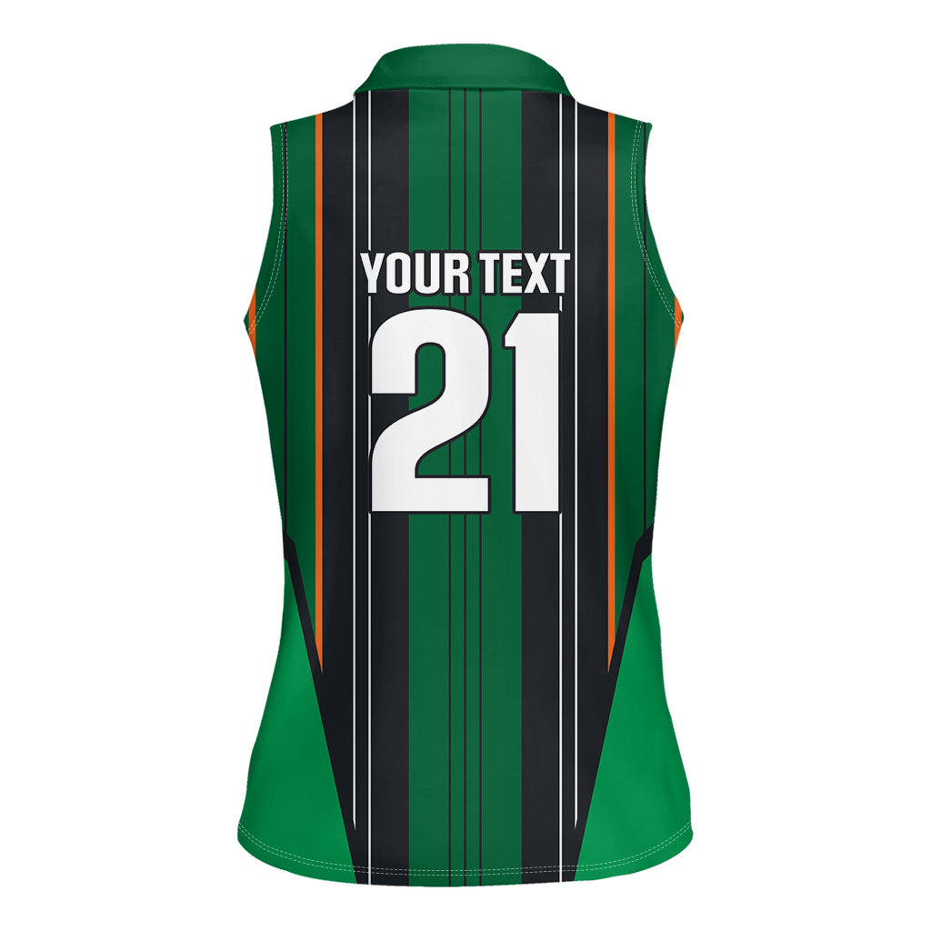 2026 Autumn Rugby Nations Ireland Custom Women Sleeveless Polo Shirt Shamrock Gold Green Stripes Style