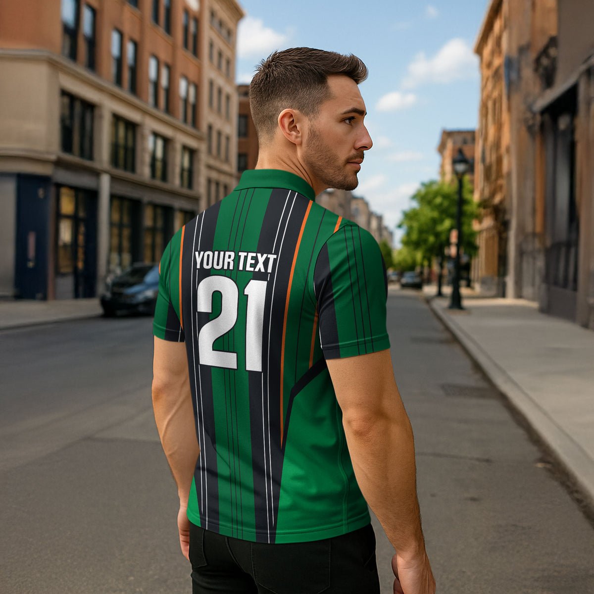 2026 Autumn Rugby Nations Ireland Custom Zipper Polo Shirt Shamrock Gold Green Stripes Style
