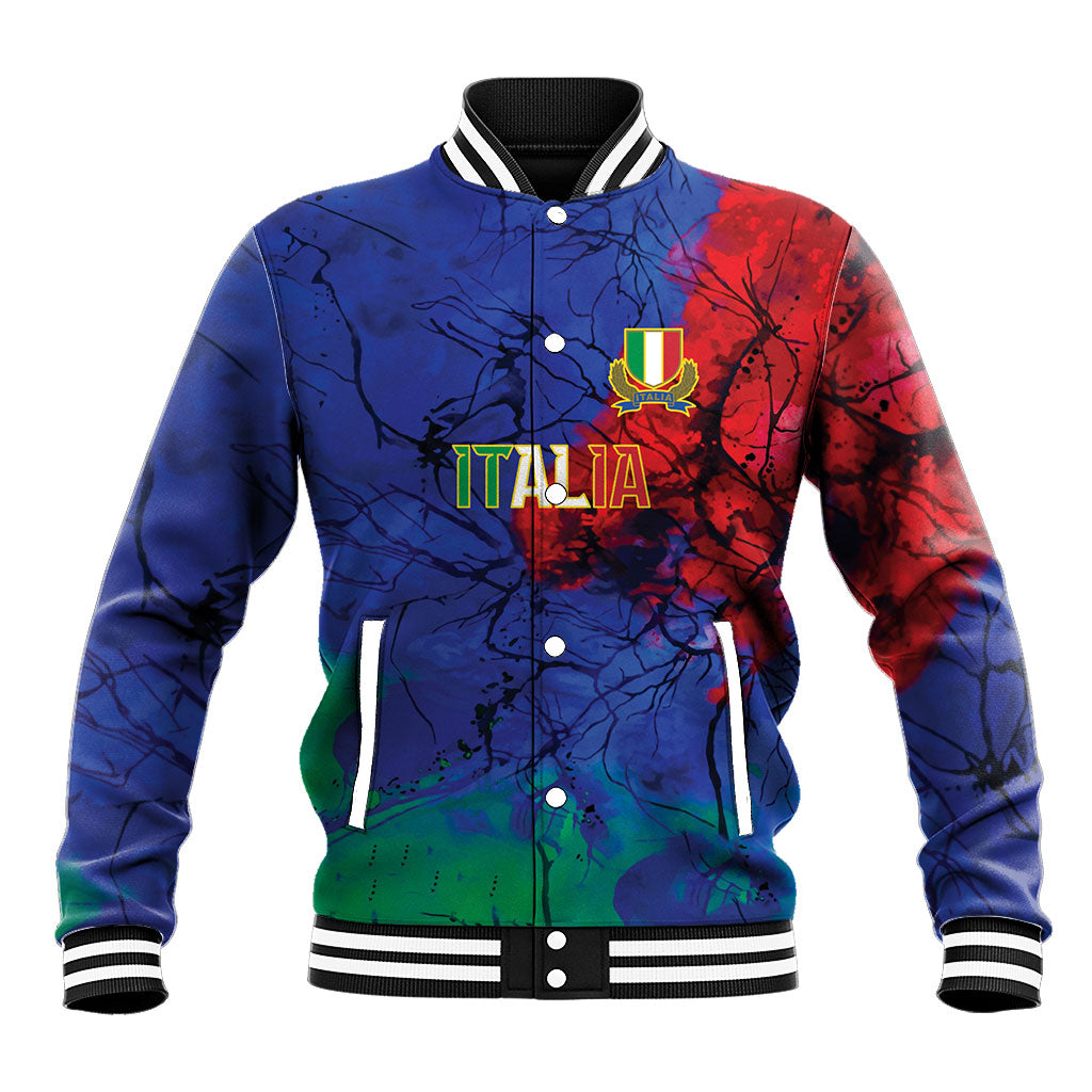 2026 Autumn Rugby Nations Italy Custom Baseball Jacket Flag Italian Watercolour Art