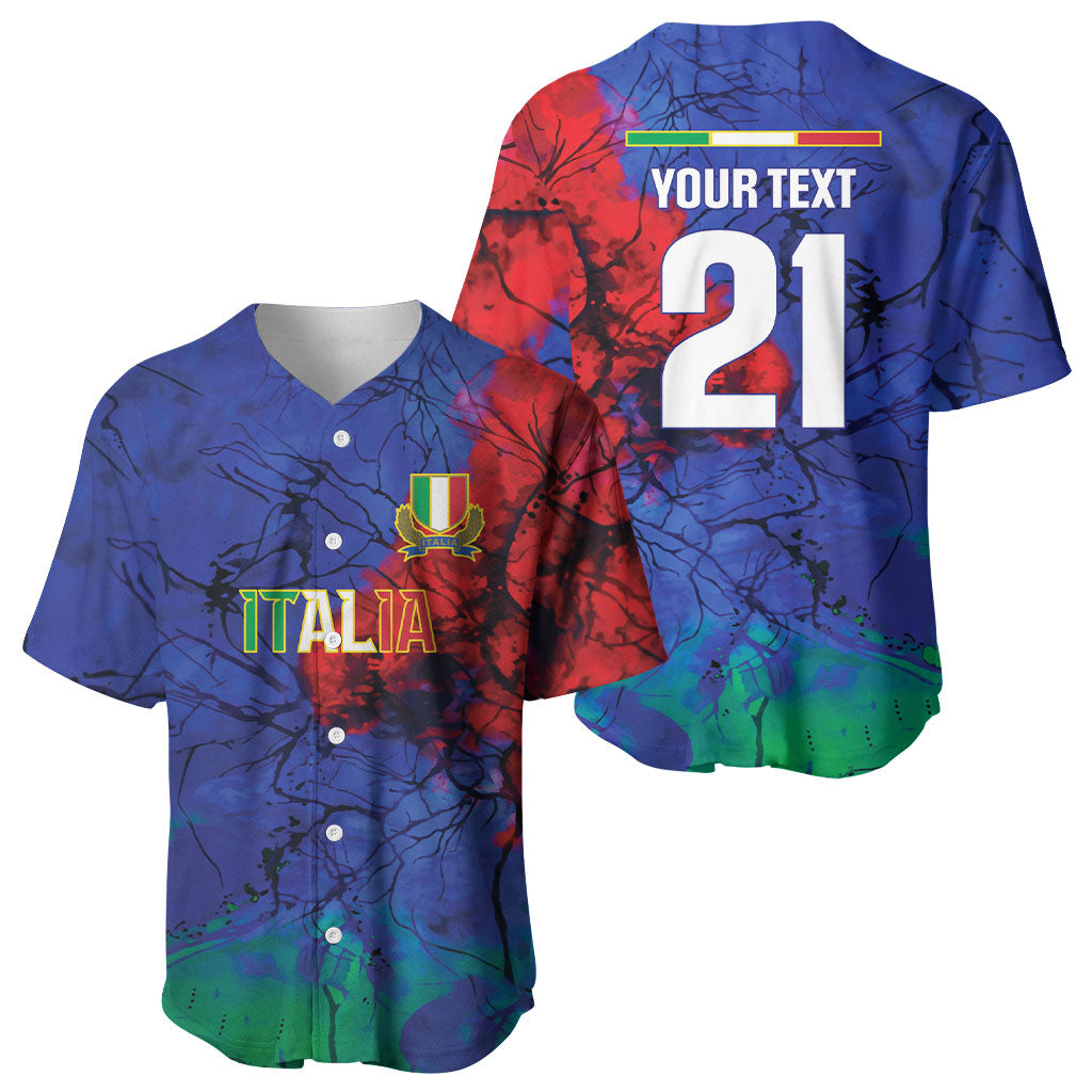 2026 Autumn Rugby Nations Italy Custom Baseball Jersey Flag Italian Watercolour Art