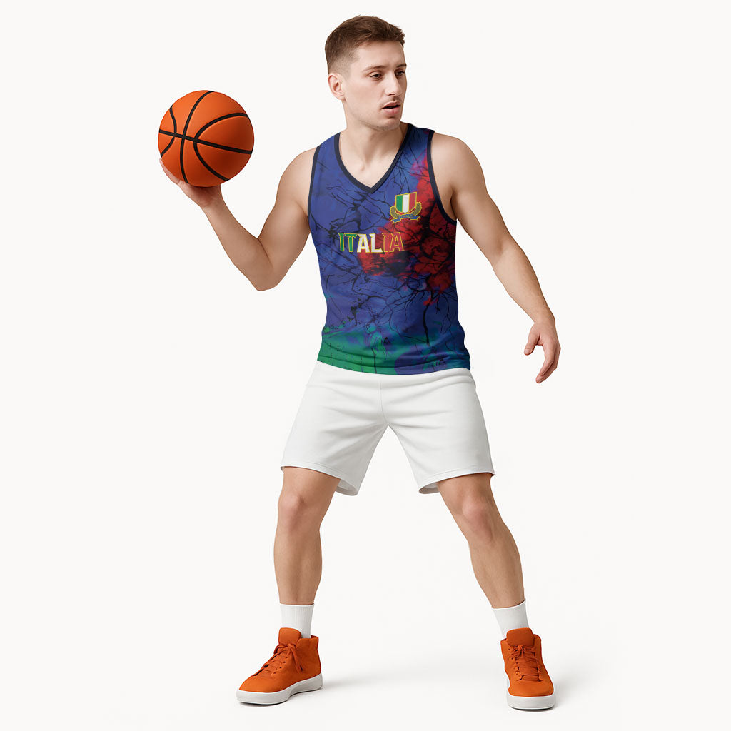 2026 Autumn Rugby Nations Italy Custom Basketball Jersey Flag Italian Watercolour Art