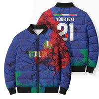 2026 Autumn Rugby Nations Italy Custom Bomber Puffer Jacket Flag Italian Watercolour Art