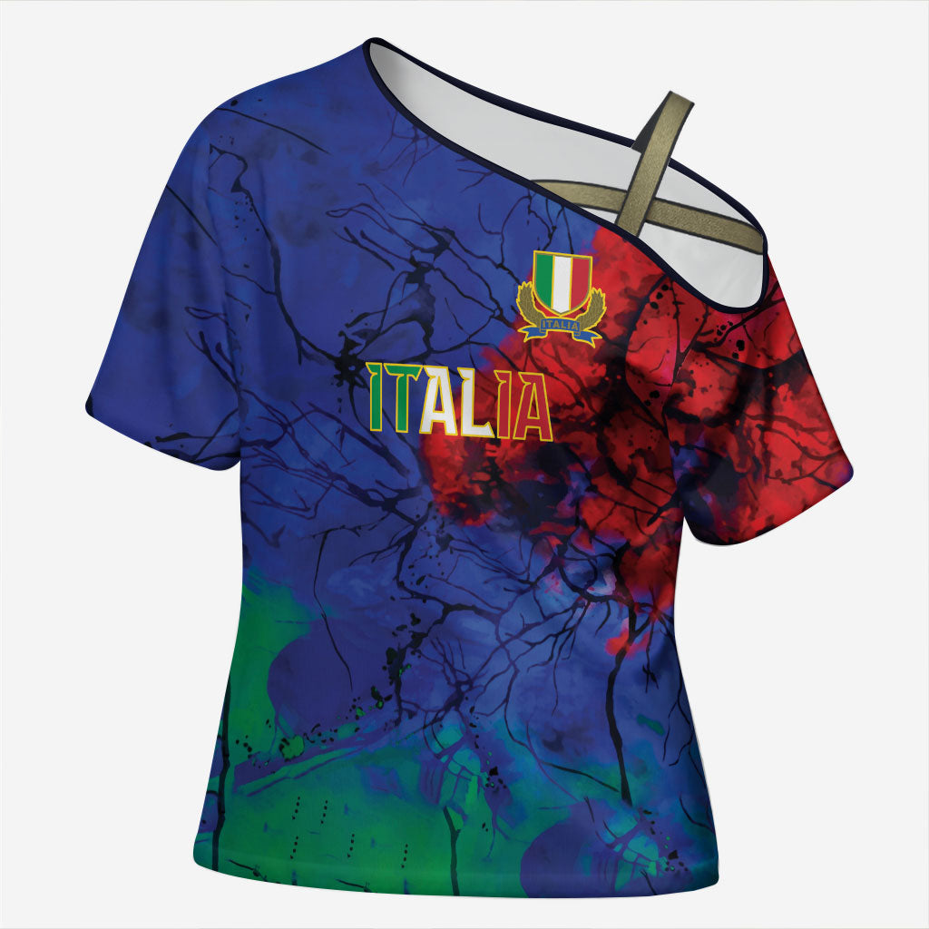 2026 Autumn Rugby Nations Italy Custom Cross Shoulder Shirt Flag Italian Watercolour Art