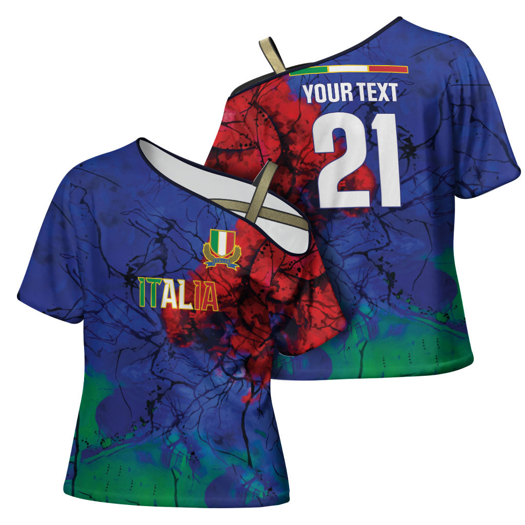 2026 Autumn Rugby Nations Italy Custom Cross Shoulder Shirt Flag Italian Watercolour Art