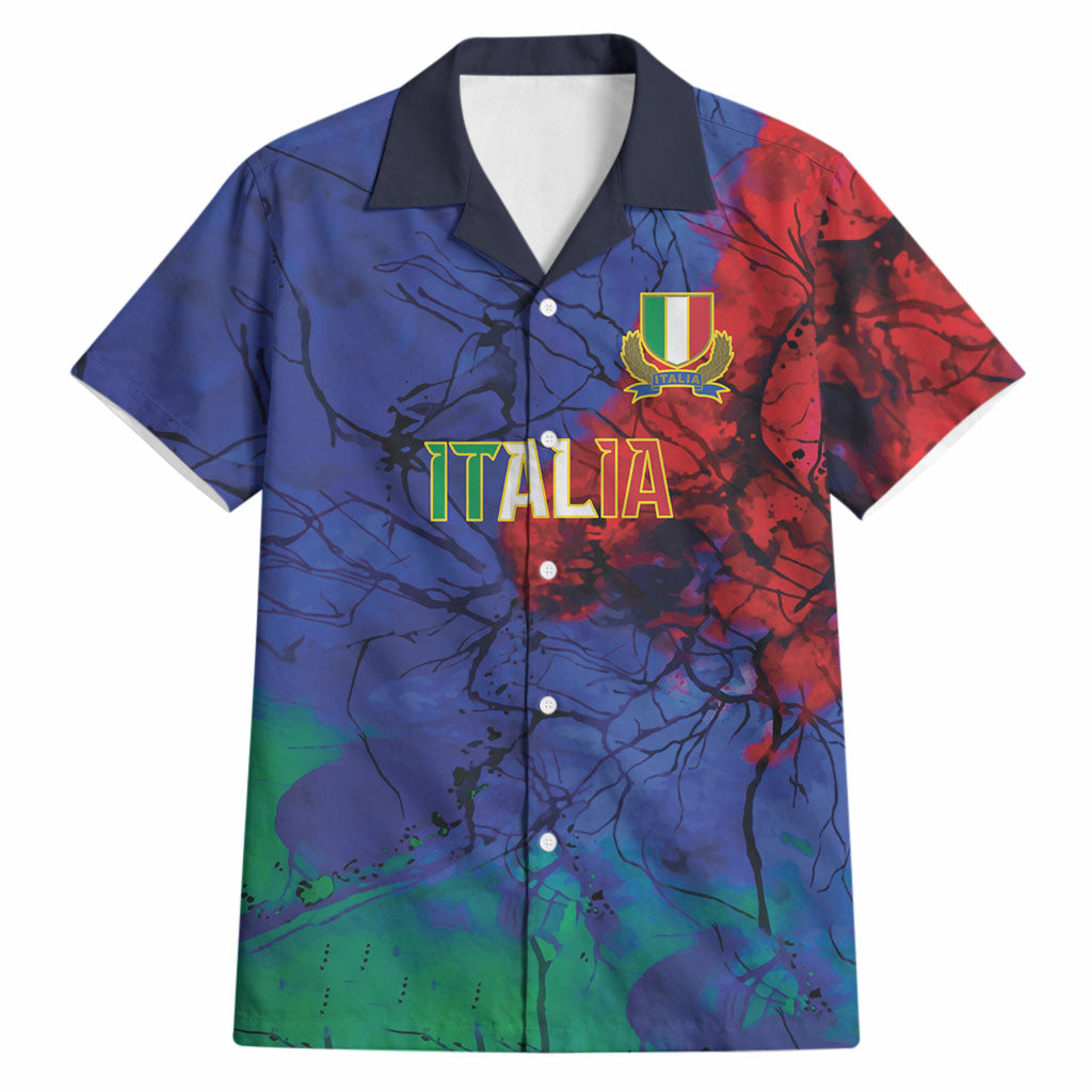 2026 Autumn Rugby Nations Italy Custom Hawaiian Shirt Flag Italian Watercolour Art