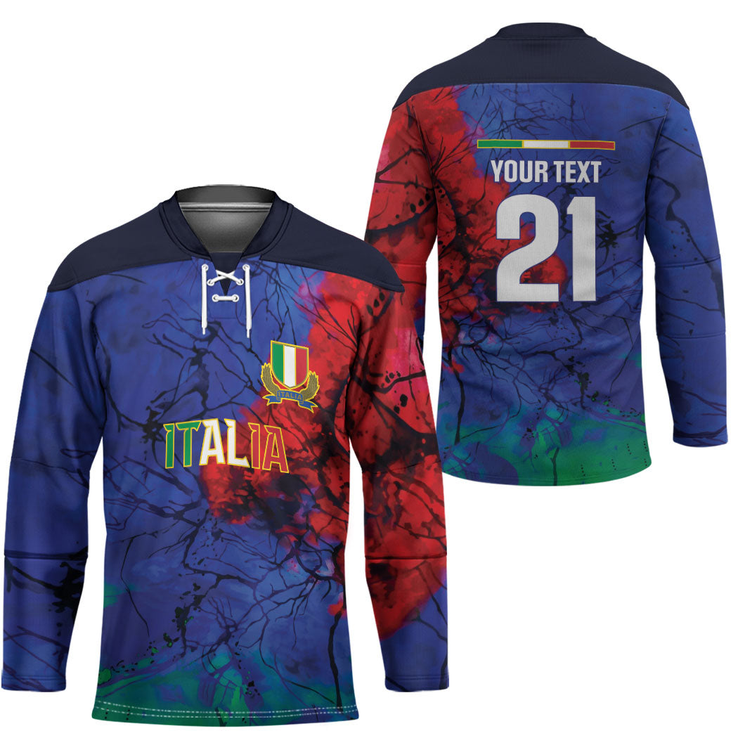 2026 Autumn Rugby Nations Italy Custom Hockey Jersey Flag Italian Watercolour Art