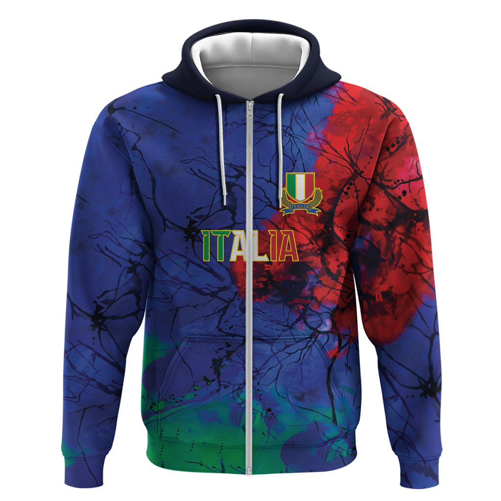 2026 Autumn Rugby Nations Italy Custom Hoodie Flag Italian Watercolour Art