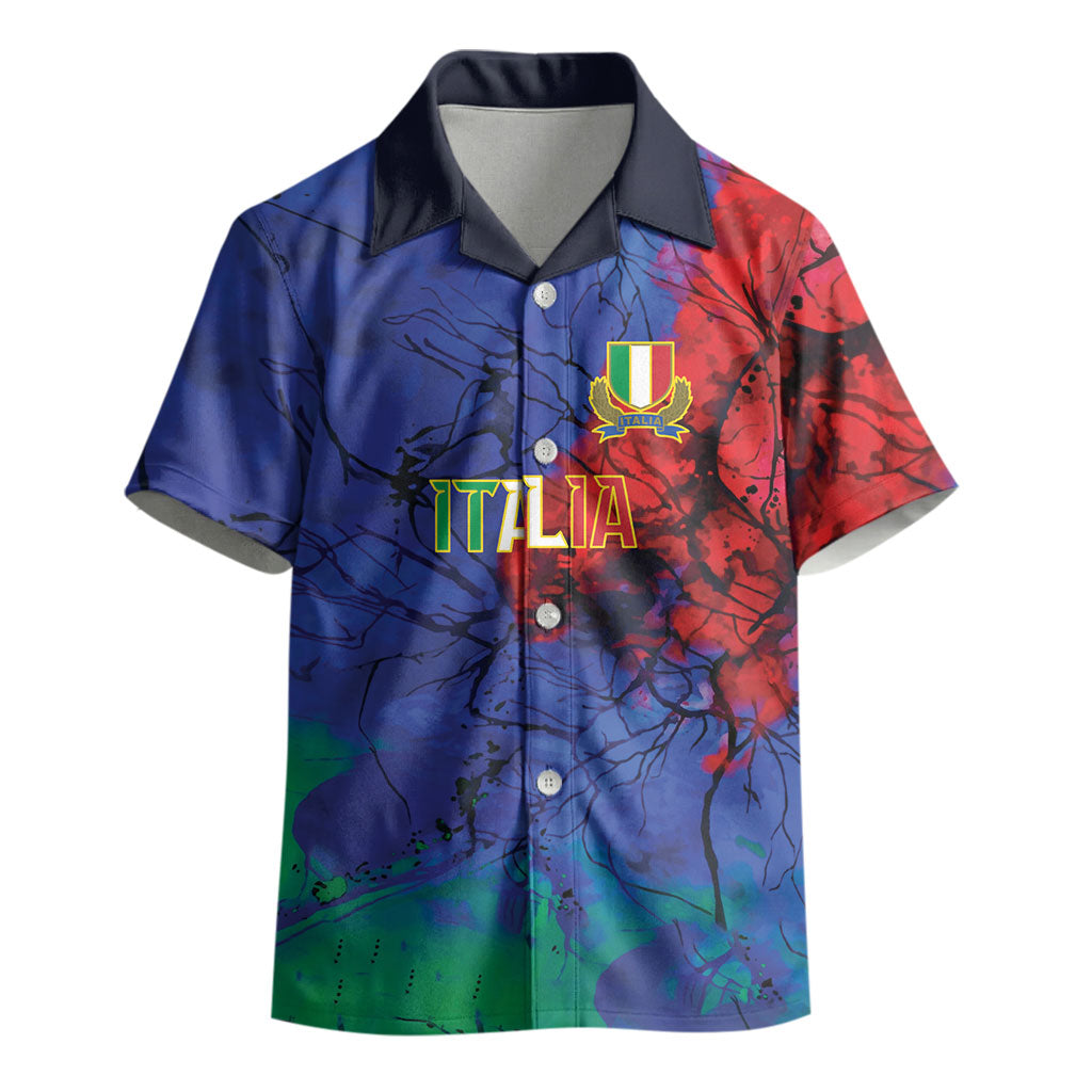 2026 Autumn Rugby Nations Italy Custom Kid Hawaiian Shirt Flag Italian Watercolour Art