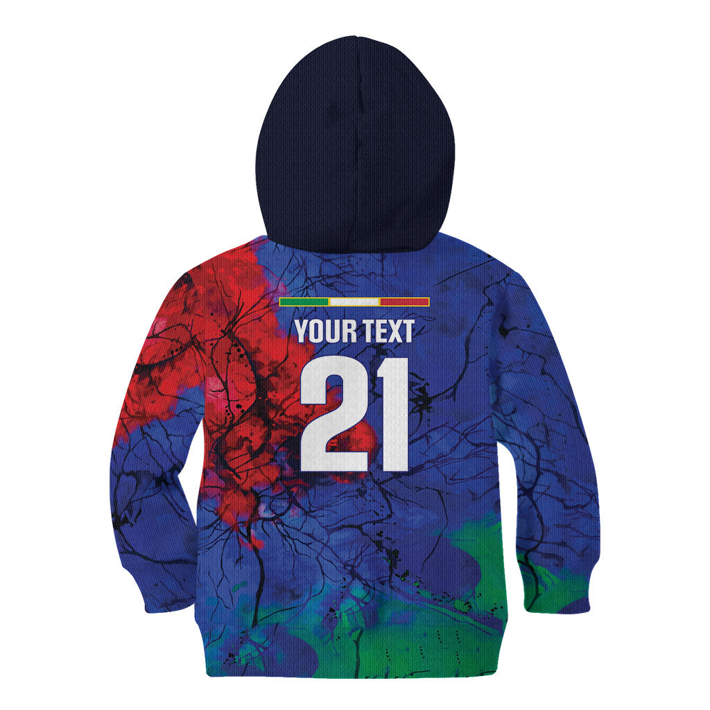 2026 Autumn Rugby Nations Italy Custom Kid Hoodie Flag Italian Watercolour Art