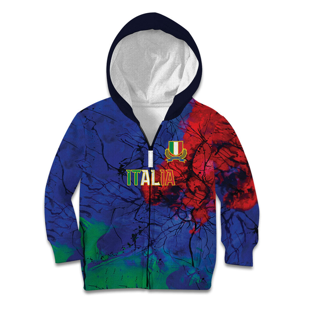 2026 Autumn Rugby Nations Italy Custom Kid Hoodie Flag Italian Watercolour Art