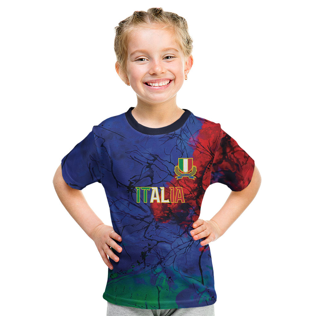 2026 Autumn Rugby Nations Italy Custom Kid T Shirt Flag Italian Watercolour Art