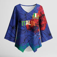 2026 Autumn Rugby Nations Italy Custom Kimono Sleeve Blouse Flag Italian Watercolour Art
