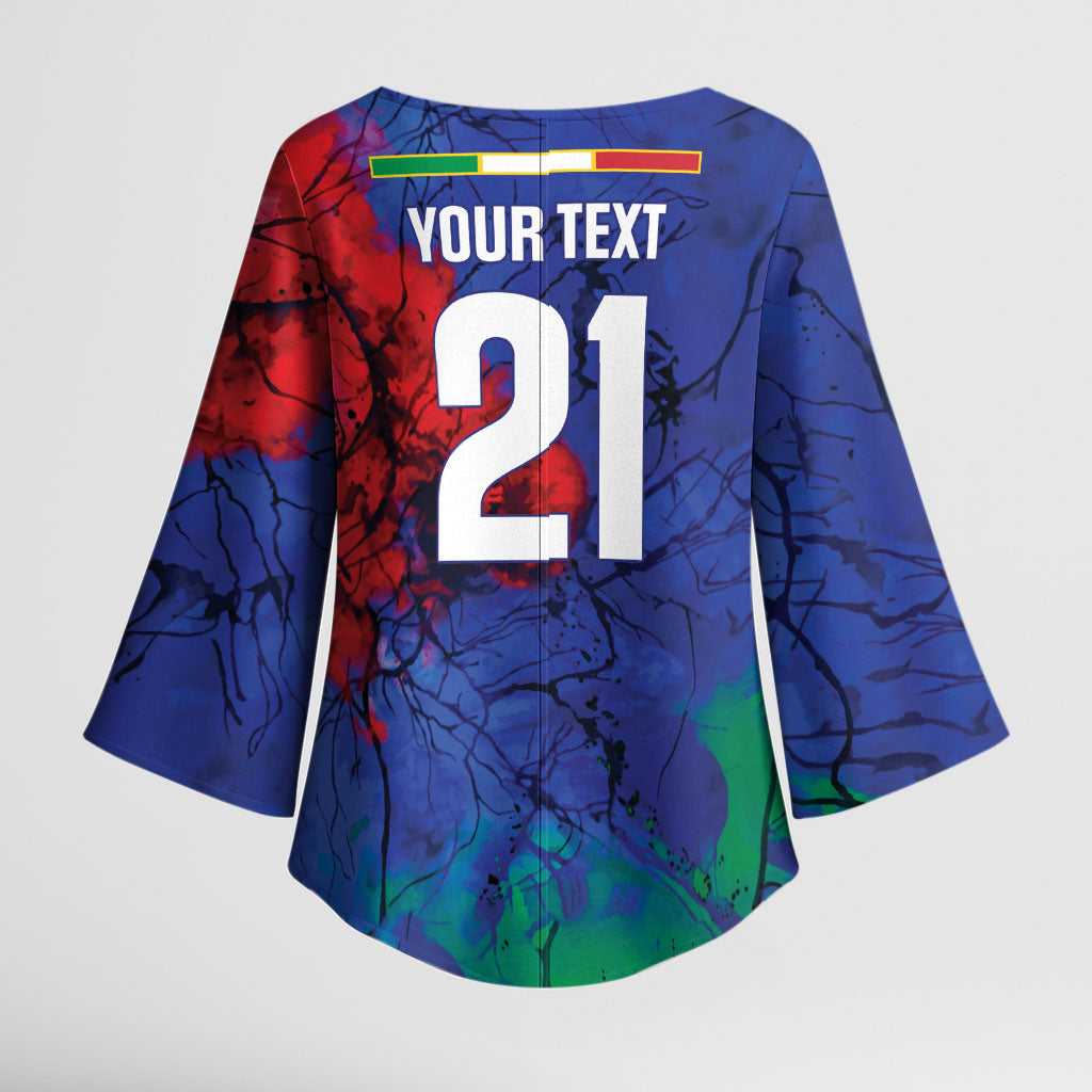 2026 Autumn Rugby Nations Italy Custom Kimono Sleeve Blouse Flag Italian Watercolour Art