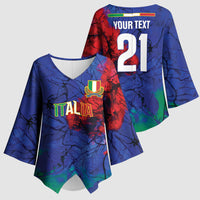 2026 Autumn Rugby Nations Italy Custom Kimono Sleeve Blouse Flag Italian Watercolour Art