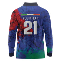 2026 Autumn Rugby Nations Italy Custom Long Sleeve Polo Shirt Flag Italian Watercolour Art