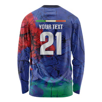 2026 Autumn Rugby Nations Italy Custom Long Sleeve Shirt Flag Italian Watercolour Art