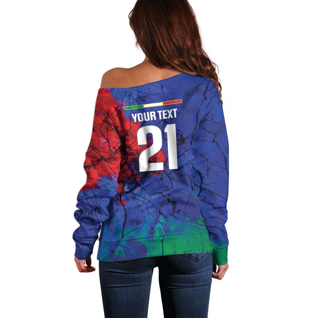2026 Autumn Rugby Nations Italy Custom Off Shoulder Sweater Flag Italian Watercolour Art