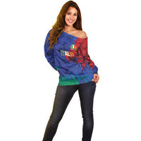 2026 Autumn Rugby Nations Italy Custom Off Shoulder Sweater Flag Italian Watercolour Art