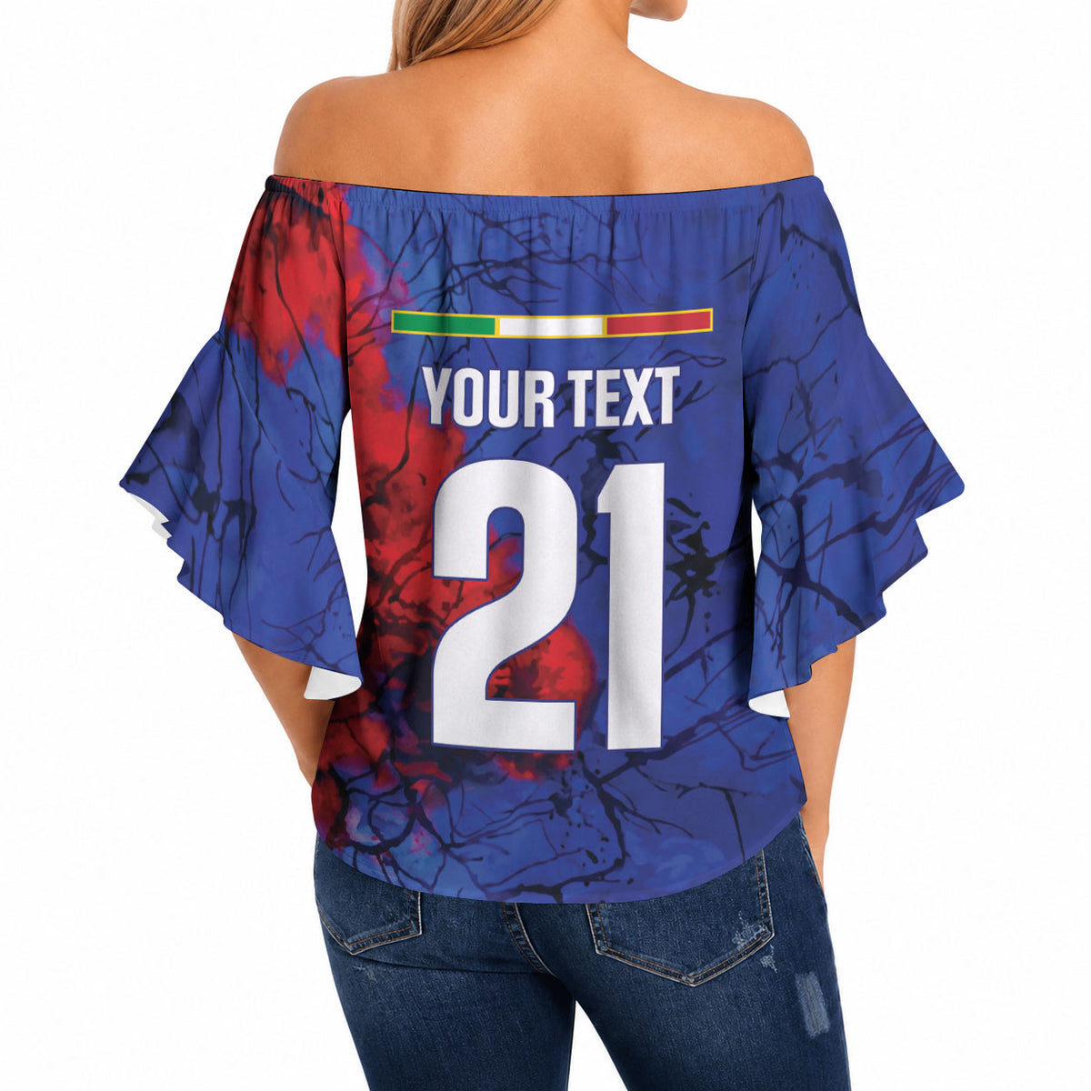 2026 Autumn Rugby Nations Italy Custom Off Shoulder Wrap Waist Top Flag Italian Watercolour Art