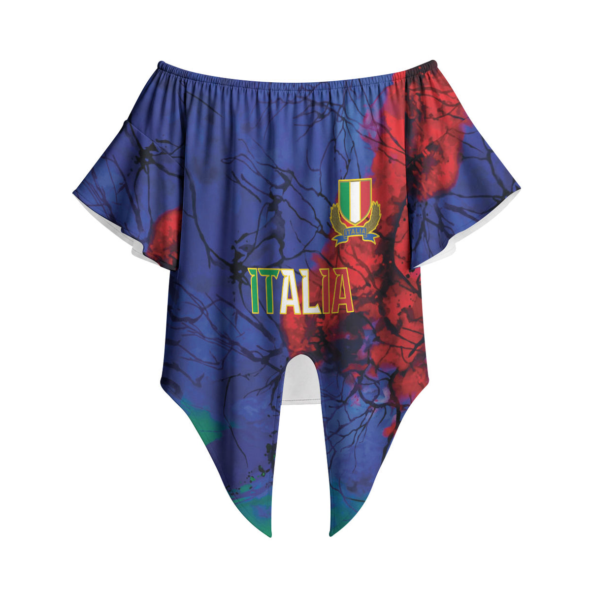 2026 Autumn Rugby Nations Italy Custom Off Shoulder Wrap Waist Top Flag Italian Watercolour Art