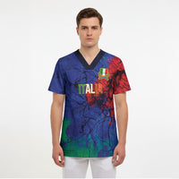 2026 Autumn Rugby Nations Italy Custom Scrub Top Flag Italian Watercolour Art