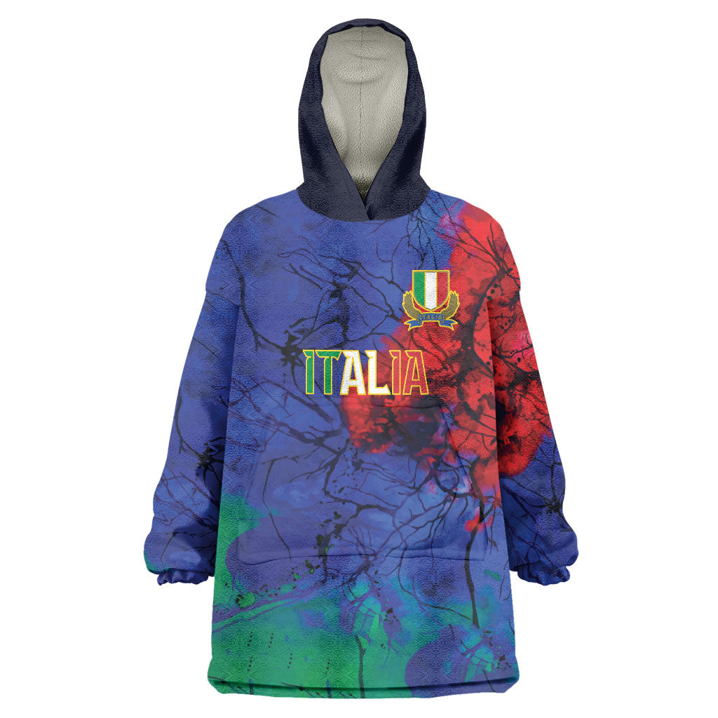 2026 Autumn Rugby Nations Italy Custom Wearable Blanket Hoodie Flag Italian Watercolour Art