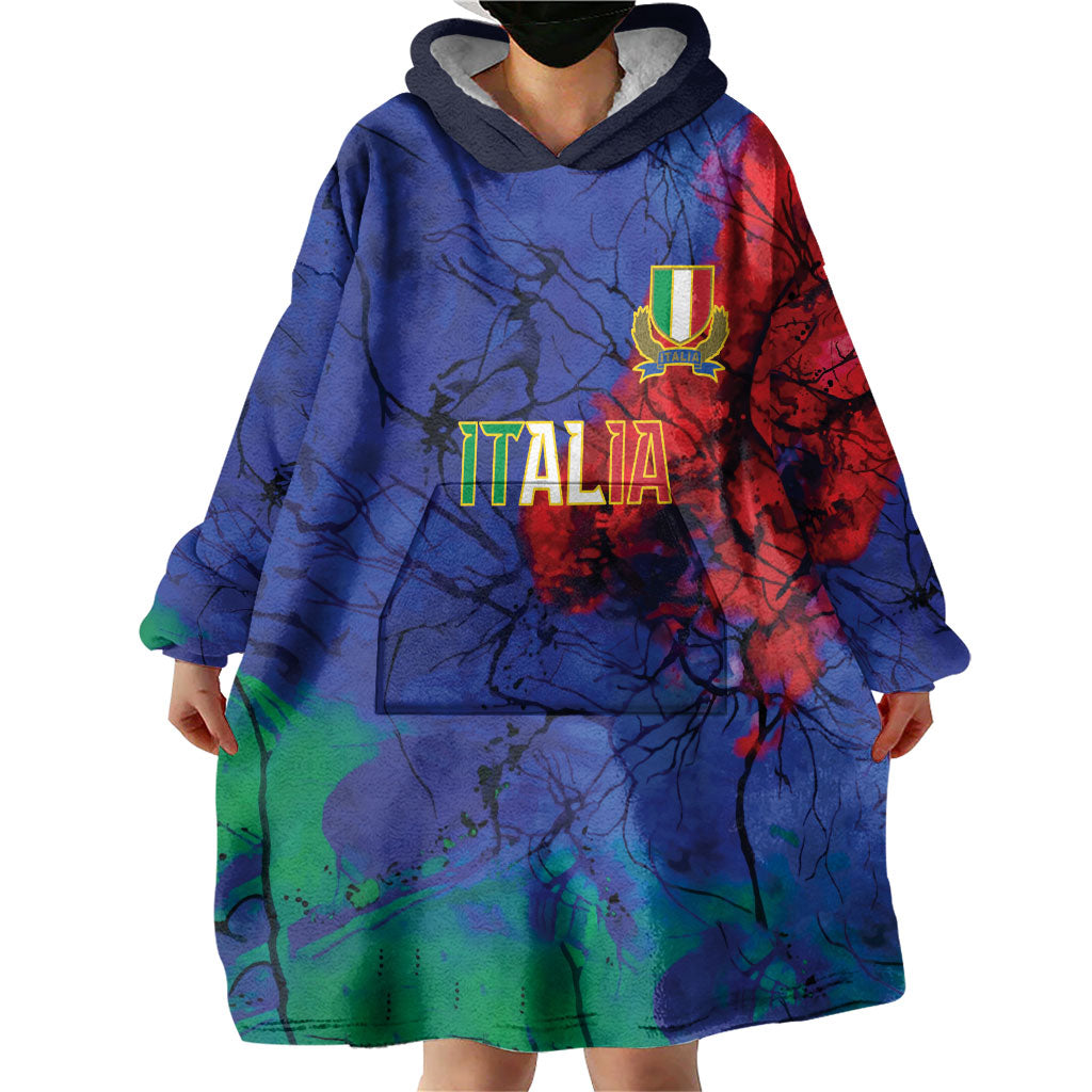 2026 Autumn Rugby Nations Italy Custom Wearable Blanket Hoodie Flag Italian Watercolour Art