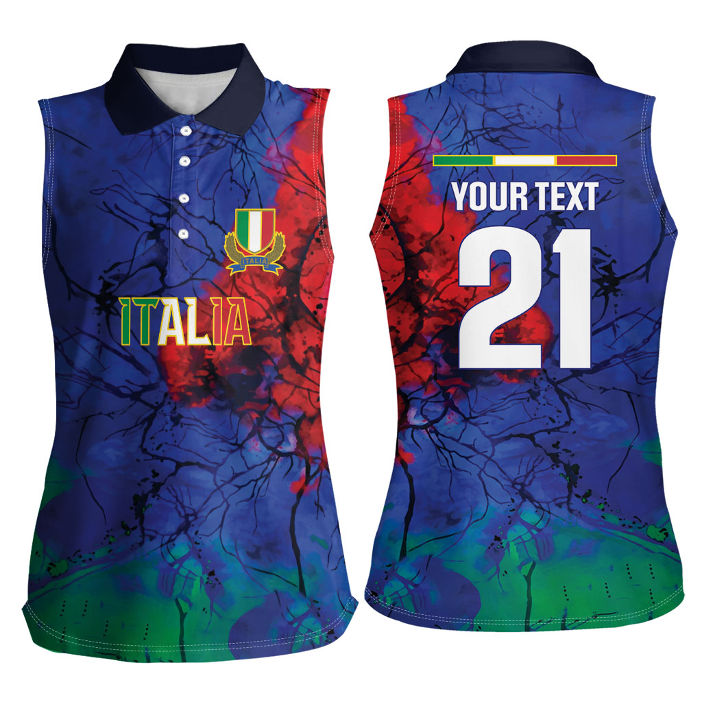 2026 Autumn Rugby Nations Italy Custom Women Sleeveless Polo Shirt Flag Italian Watercolour Art