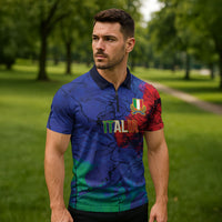 2026 Autumn Rugby Nations Italy Custom Zipper Polo Shirt Flag Italian Watercolour Art