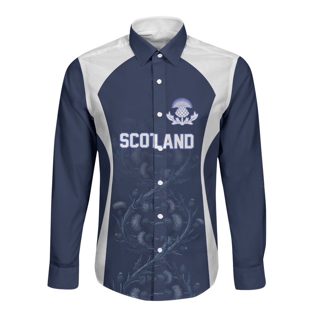 2026 Autumn Rugby Nations Scotland Custom Long Sleeve Button Shirt Scottish Thistle DNA Sporty