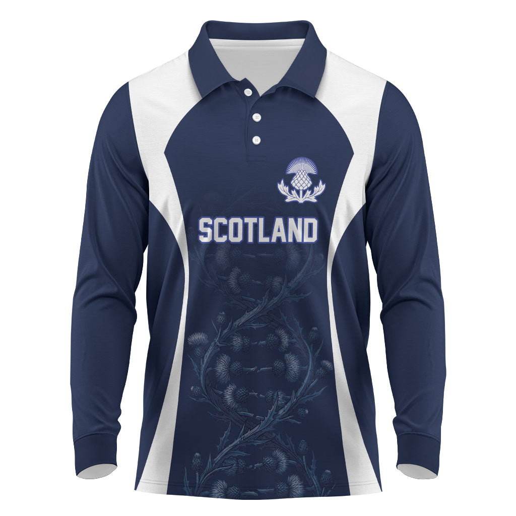 2026 Autumn Rugby Nations Scotland Custom Long Sleeve Polo Shirt Scottish Thistle DNA Sporty