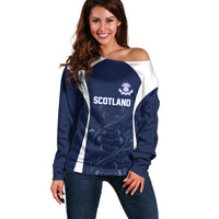 2026 Autumn Rugby Nations Scotland Custom Off Shoulder Sweater Scottish Thistle DNA Sporty