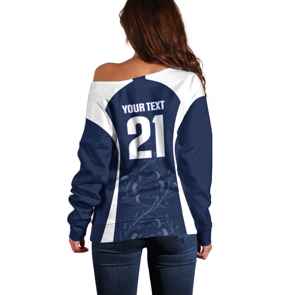 2026 Autumn Rugby Nations Scotland Custom Off Shoulder Sweater Scottish Thistle DNA Sporty