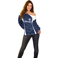 2026 Autumn Rugby Nations Scotland Custom Off Shoulder Sweater Scottish Thistle DNA Sporty