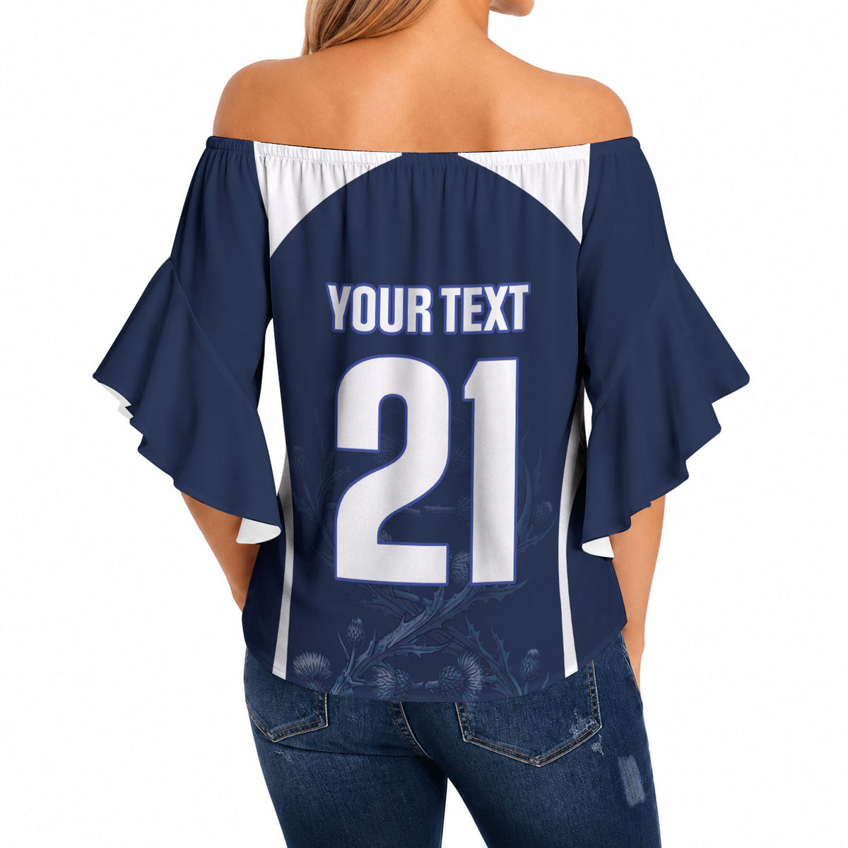 2026 Autumn Rugby Nations Scotland Custom Off Shoulder Wrap Waist Top Scottish Thistle DNA Sporty