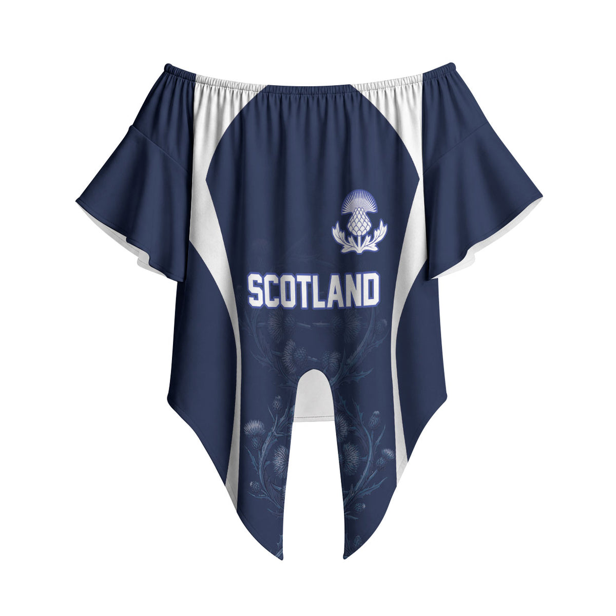 2026 Autumn Rugby Nations Scotland Custom Off Shoulder Wrap Waist Top Scottish Thistle DNA Sporty