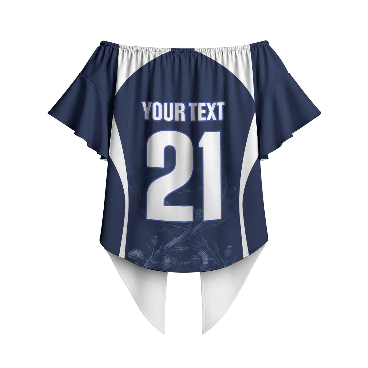2026 Autumn Rugby Nations Scotland Custom Off Shoulder Wrap Waist Top Scottish Thistle DNA Sporty