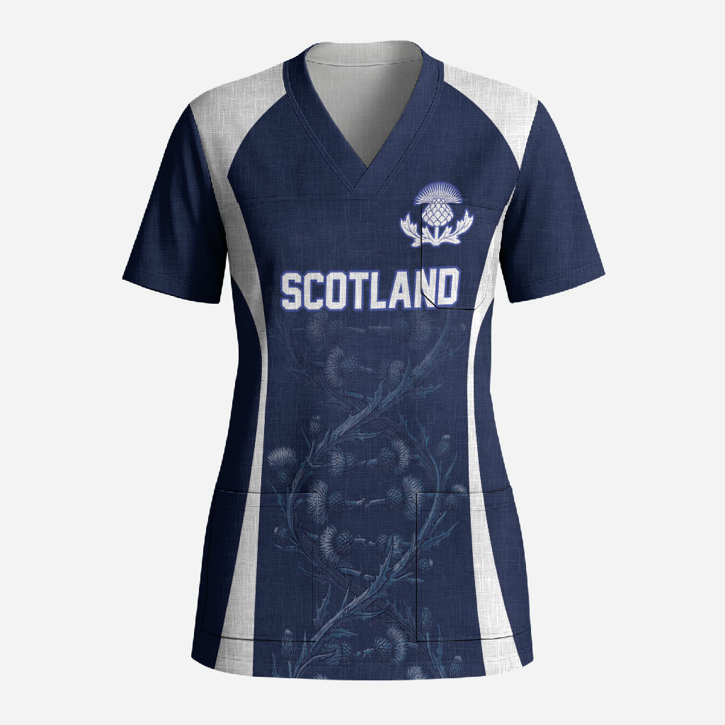 2026 Autumn Rugby Nations Scotland Custom Scrub Top Scottish Thistle DNA Sporty