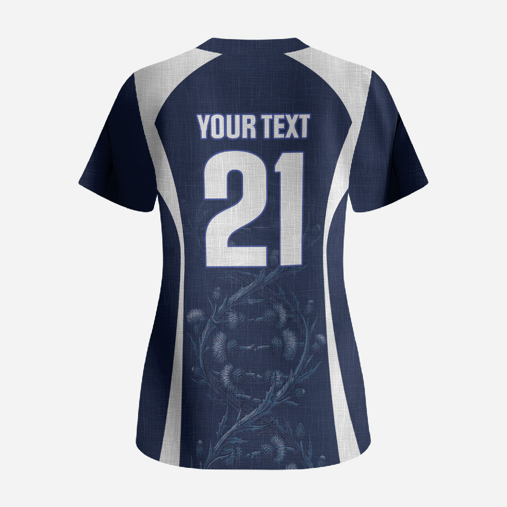2026 Autumn Rugby Nations Scotland Custom Scrub Top Scottish Thistle DNA Sporty