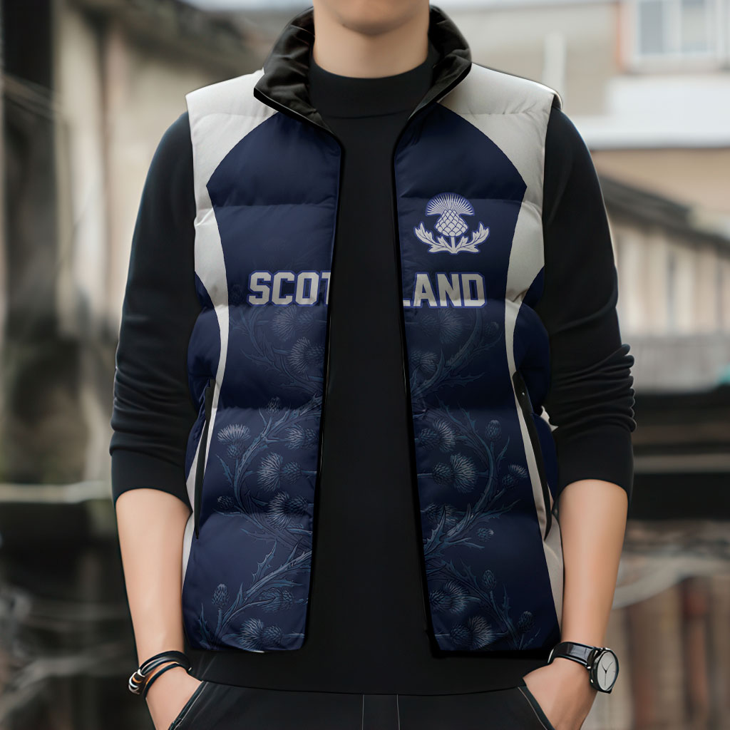 2026 Autumn Rugby Nations Scotland Custom Sleeveless Puffer Jacket Scottish Thistle DNA Sporty
