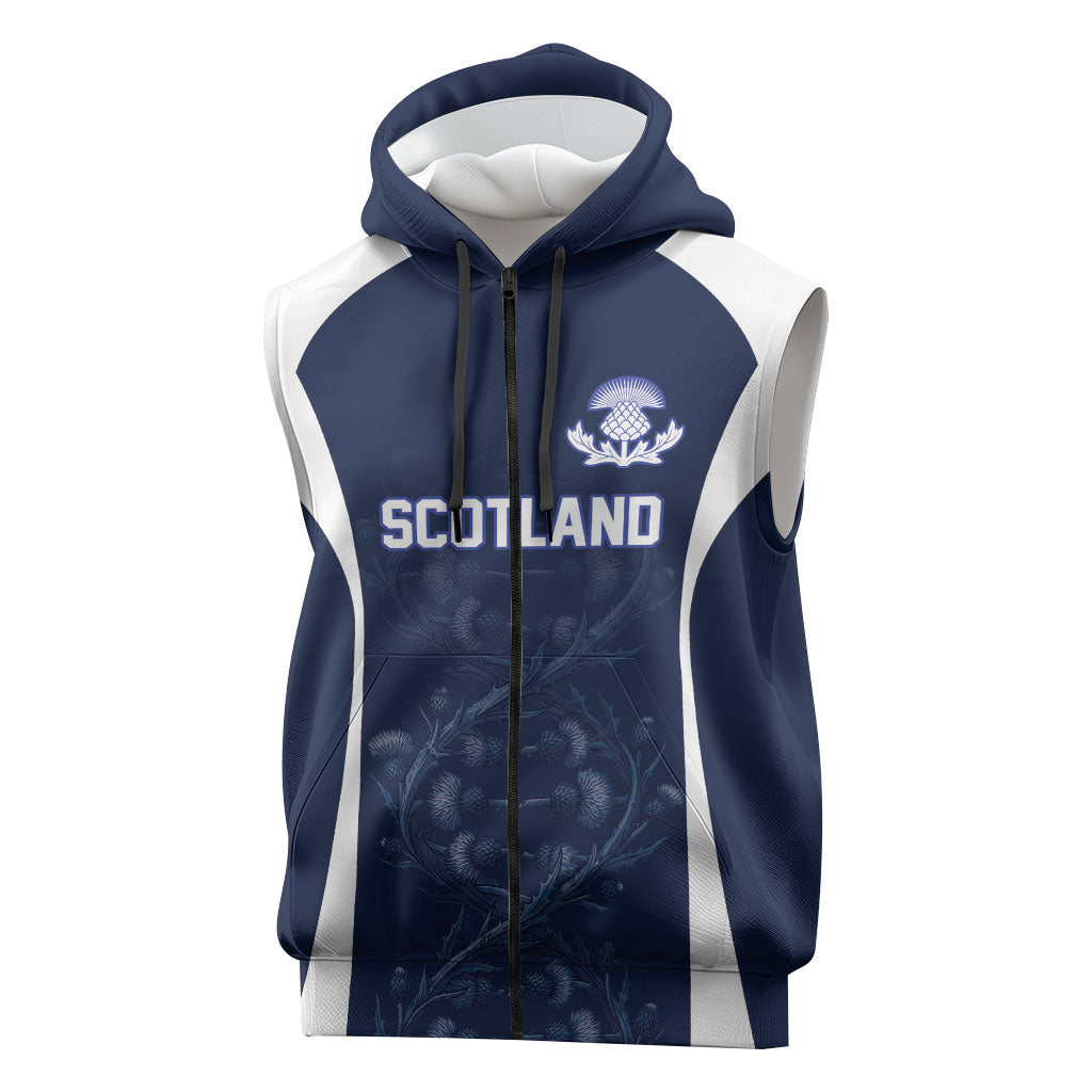 2026 Autumn Rugby Nations Scotland Custom Sleeveless Zip Hoodie Scottish Thistle DNA Sporty