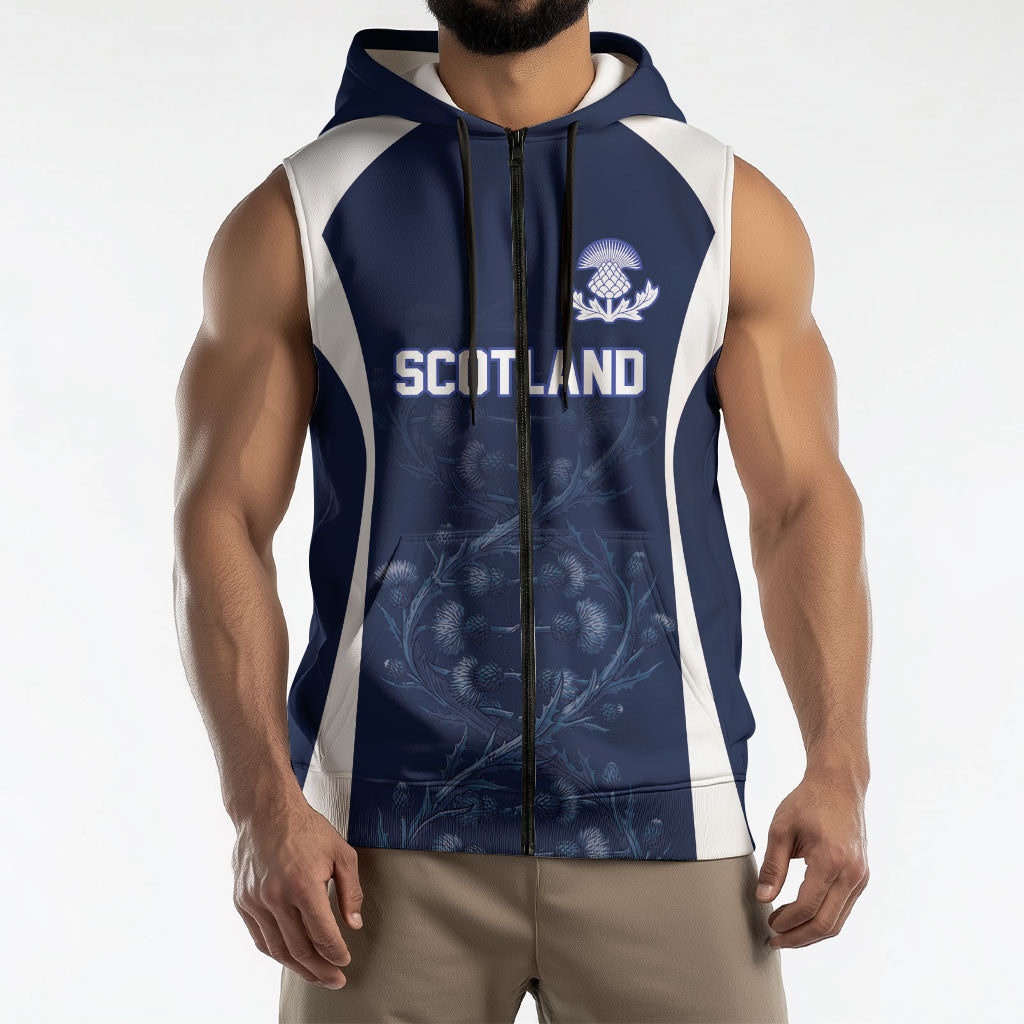 2026 Autumn Rugby Nations Scotland Custom Sleeveless Zip Hoodie Scottish Thistle DNA Sporty