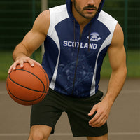 2026 Autumn Rugby Nations Scotland Custom Sleeveless Zip Hoodie Scottish Thistle DNA Sporty