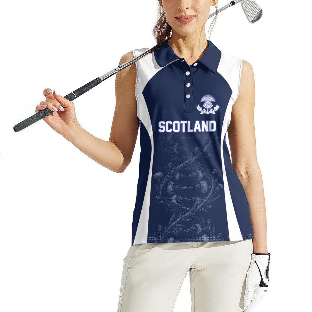 2026 Autumn Rugby Nations Scotland Custom Women Sleeveless Polo Shirt Scottish Thistle DNA Sporty